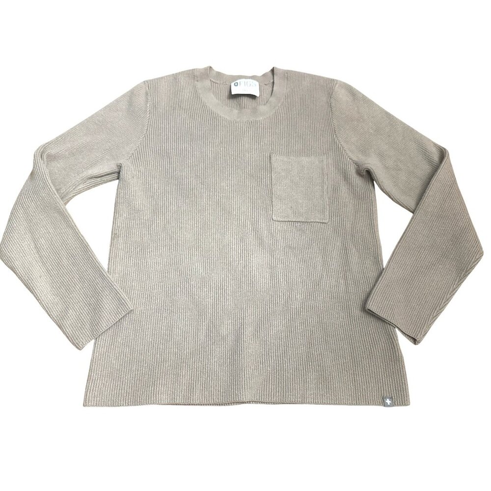 Figs Size Medium Tan Brown Ribbed Pocket Sweater Minimalist City Casual Style - Picture 7 of 12